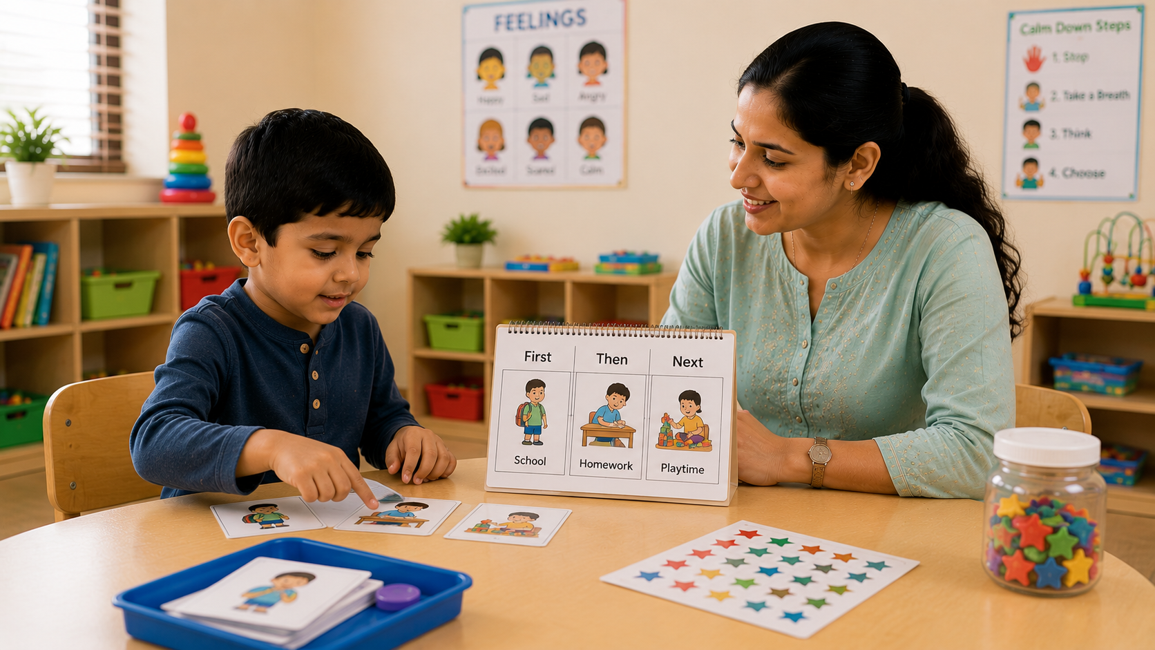 ABA therapy visual schedule cards for child routine